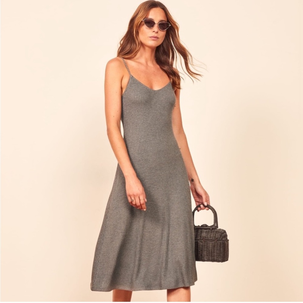 Reformation Grey Ribbed Knit Shell Dress Rare Find XS